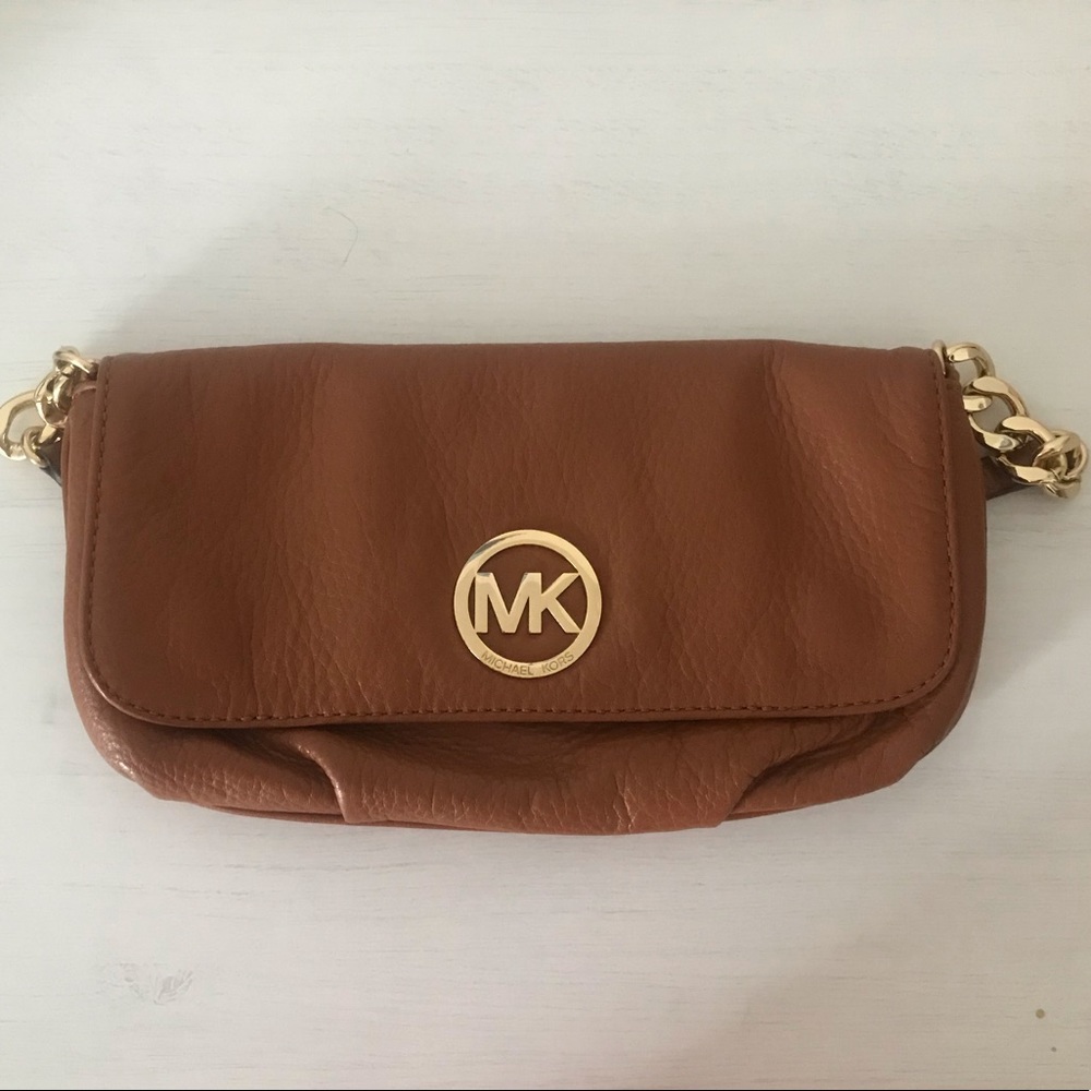 Michael Kors Leather Vintage Clutch with Strap